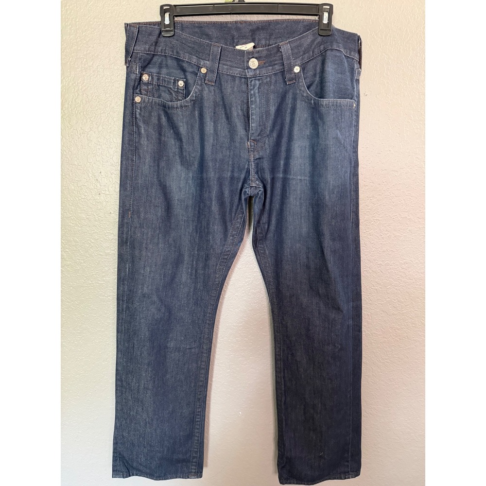 True Religion Bobby Straight Leg Jeans 38/33 Dark Wash Made in USA Cotton